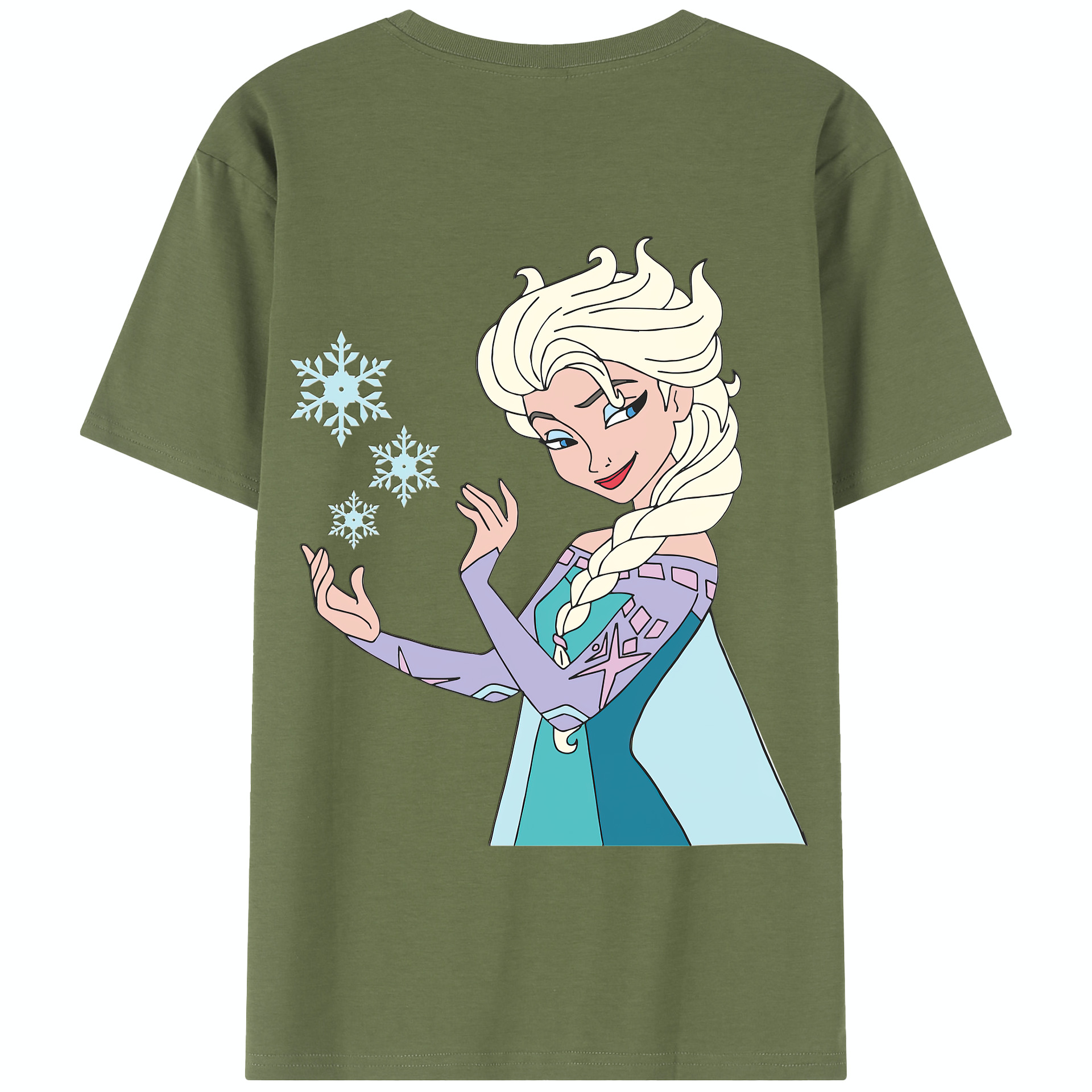 （画像用） アナと雪の女王 アンナ エルサ Frozen Anna Elsa 綿100％半袖Tシャツ（背面プリント）